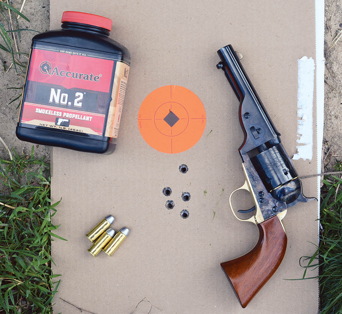 The Cimarron proved accurate at 20-yards, however, most loads grouped around four inches low.